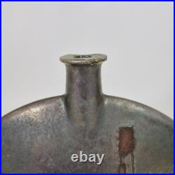 Large Emili Biarnes Studio Pottery Flat Vase Lustre Glaze 20cm Wide