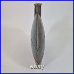 Large Emili Biarnes Studio Pottery Flat Vase Lustre Glaze 20cm Wide
