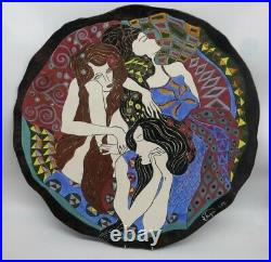 Large Extremely Rare Susan Varga Studio Pottery Decorated Charger