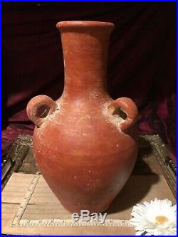 Large Handmade Terra Cotta Pottery Vase withHandles 14 1/8x7 1/2