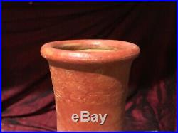 Large Handmade Terra Cotta Pottery Vase withHandles 14 1/8x7 1/2