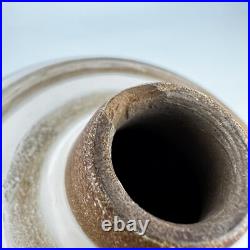 Large Indistinctly Signed Unidentified Studio Pottery Vase Spiral 25cm Chipped Large Indistinctly Signed Unidentified Studio Pottery Vase Spiral 25cm Chipped