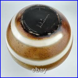 Large Indistinctly Signed Unidentified Studio Pottery Vase Spiral 25cm Chipped Large Indistinctly Signed Unidentified Studio Pottery Vase Spiral 25cm Chipped