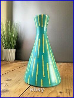 Large MID Century 60's Studio Pottery Vase Striped Design Retro Scandi 70's MCM