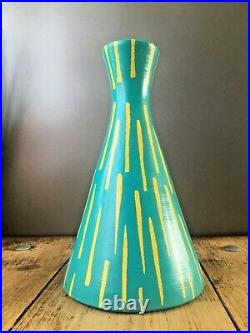 Large MID Century 60's Studio Pottery Vase Striped Design Retro Scandi 70's MCM