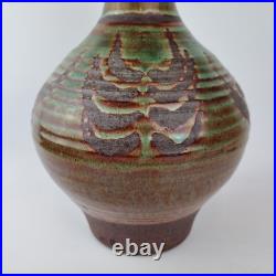 Large Michael Skipworth Studio Pottery Vase Green & Brown Glaze 33cm High