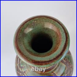 Large Michael Skipworth Studio Pottery Vase Green & Brown Glaze 33cm High