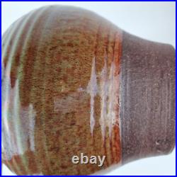 Large Michael Skipworth Studio Pottery Vase Green & Brown Glaze 33cm High