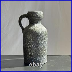 Large Mid Century Studio Pottery Brutalist Jug Vase Lava Glaze Ceramic 32cm
