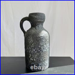 Large Mid Century Studio Pottery Brutalist Jug Vase Lava Glaze Ceramic 32cm