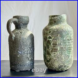 Large Mid Century Studio Pottery Brutalist Jug Vase Lava Glaze Ceramic 32cm