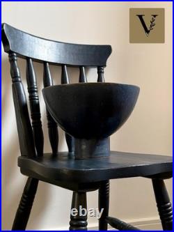 Large Navy Blue Footed Pedestal Stoneware Studio Pottery Bowl