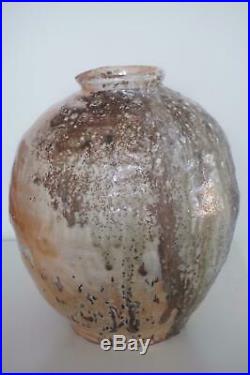 Large Nic Collins Studio Pottery Jar Vase Shino & Natural Ash Glaze 20th C