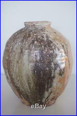 Large Nic Collins Studio Pottery Jar Vase Shino & Natural Ash Glaze 20th C