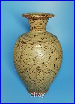 Large Phil Rogers Studio Pottery Ash Glazed Vase Incised Decoration Superb