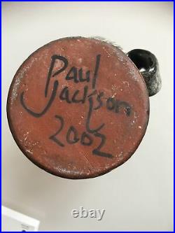 Large Rare Paul Jackson Signed Studio Art Pottery Water Jug/Vase 25 Cm Cornwall