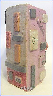 Large Studio Art Abstract Vase Hand Built Ceramic Geometric Shapes 13 to 14 Inch