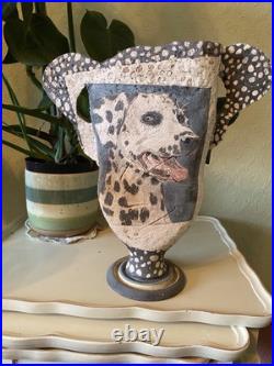 Large Studio Art Pottery Decorative Dalmatian Vase By John Mullin Large Studio Art Pottery Decorative Dalmatian Vase By John Mullin