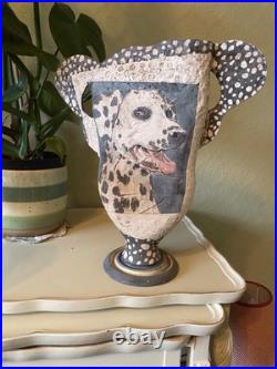 Large Studio Art Pottery Decorative Dalmatian Vase By John Mullin Large Studio Art Pottery Decorative Dalmatian Vase By John Mullin