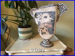 Large Studio Art Pottery Decorative Dalmatian Vase By John Mullin Large Studio Art Pottery Decorative Dalmatian Vase By John Mullin