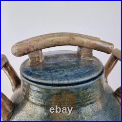 Large Studio Pottery Blue Lustre Jar And Cover 33cm High Indistinctly Signed