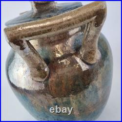 Large Studio Pottery Blue Lustre Jar And Cover 33cm High Indistinctly Signed Large Studio Pottery Blue Lustre Jar And Cover 33cm High Indistinctly Signed