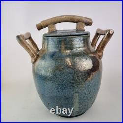 Large Studio Pottery Blue Lustre Jar And Cover 33cm High Indistinctly Signed