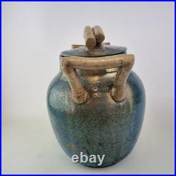 Large Studio Pottery Blue Lustre Jar And Cover 33cm High Indistinctly Signed