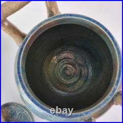Large Studio Pottery Blue Lustre Jar And Cover 33cm High Indistinctly Signed