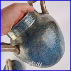 Large Studio Pottery Blue Lustre Jar And Cover 33cm High Indistinctly Signed