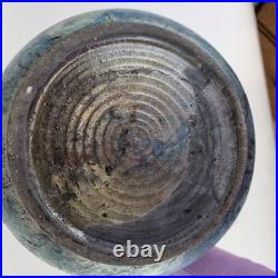 Large Studio Pottery Blue Lustre Jar And Cover 33cm High Indistinctly Signed