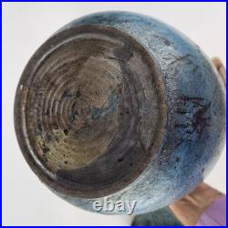 Large Studio Pottery Blue Lustre Jar And Cover 33cm High Indistinctly Signed