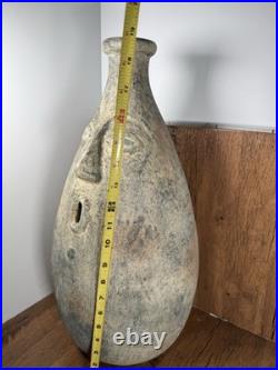 Large Studio Pottery Sculpture Floor Vase Face with Open Mouth
