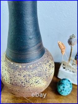 Large Studio Pottery Stoneware Vase. Chris Bramble. Speckled Textured Glaze. Stamp