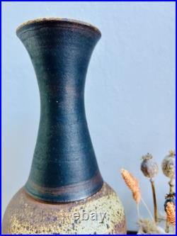 Large Studio Pottery Stoneware Vase. Chris Bramble. Speckled Textured Glaze. Stamp