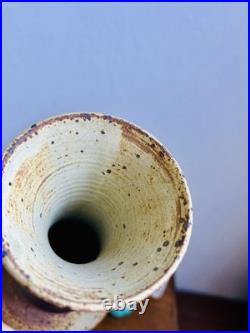 Large Studio Pottery Stoneware Vase. Chris Bramble. Speckled Textured Glaze. Stamp