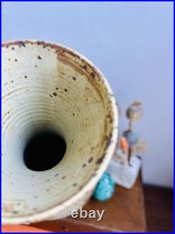 Large Studio Pottery Stoneware Vase. Chris Bramble. Speckled Textured Glaze. Stamp