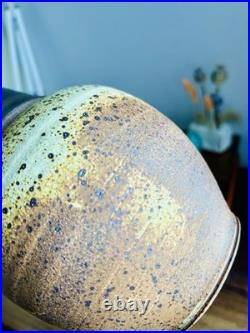 Large Studio Pottery Stoneware Vase. Chris Bramble. Speckled Textured Glaze. Stamp