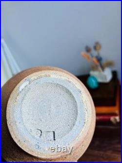 Large Studio Pottery Stoneware Vase. Chris Bramble. Speckled Textured Glaze. Stamp