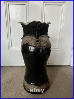 Large Studio Pottery Vase Earthenware With A Brown Glaze