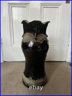 Large Studio Pottery Vase Earthenware With A Brown Glaze