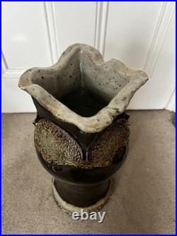 Large Studio Pottery Vase Earthenware With A Brown Glaze