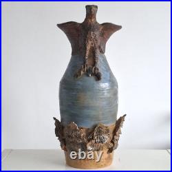 Large Studio Pottery Vase by TK Wilson Soaring Eagle 2 Piece Handcrafted Vintage
