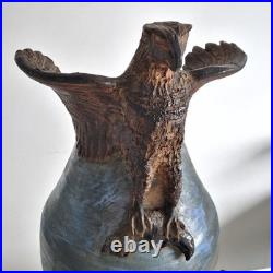 Large Studio Pottery Vase by TK Wilson Soaring Eagle 2 Piece Handcrafted Vintage