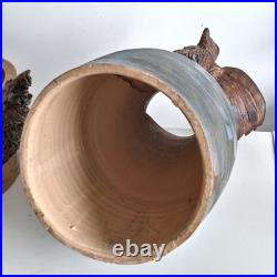 Large Studio Pottery Vase by TK Wilson Soaring Eagle 2 Piece Handcrafted Vintage