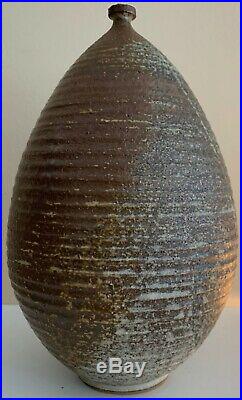 Large Vintage 60s Studio Pottery Stoneware Ceramic Vase Mid Century Signed Deyoe