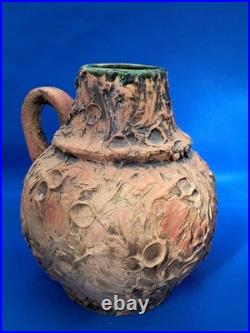 Large Vintage Brutalist Studio Pottery Jug (3kg) Volcanic Lava Glaze- German
