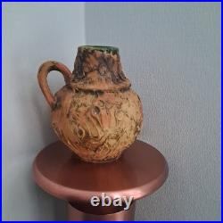 Large Vintage Brutalist Studio Pottery Jug (3kg) Volcanic Lava Glaze- German