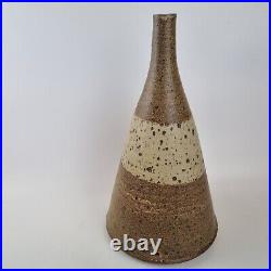 Large Vintage Conical Shaped Studio Pottery Vase With Mark Speckled Glaze 37cm