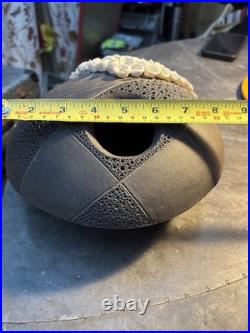 Large Vintage French Brutalist Studio Pottery Vase Sculpture Signed YB